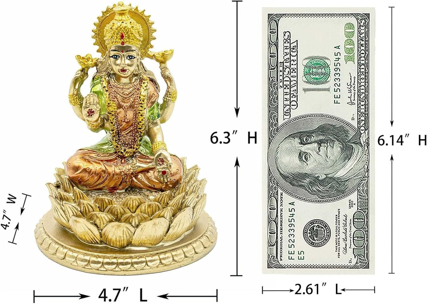 Hindu gudinde Laxmi Lotus Skulptur - Indisk Gud Lord Lakshmi Puja Statue - Indien Murti Idol figurer Pooja Genstand Diwali Gaver Statuetter og skulpturer Naty Shop