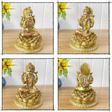 Hindu gudinde Laxmi Lotus Skulptur - Indisk Gud Lord Lakshmi Puja Statue - Indien Murti Idol figurer Pooja Genstand Diwali Gaver Statuetter og skulpturer Naty Shop