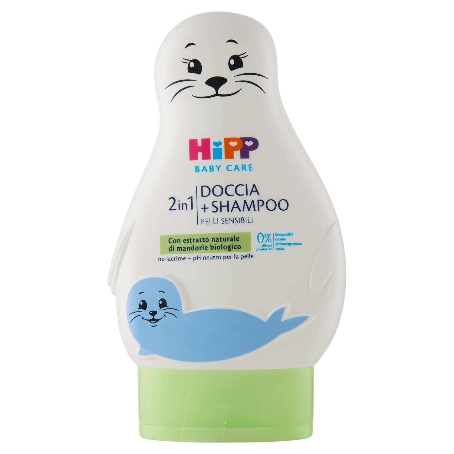 HiPP - Baby Care Shower shampoo til børn i form af en sjov sæl, renser blidt krop og hår, neutral pH, med økologisk mandelekstrakt, 1 flaske med 200 ml Børn - Bath and Skincare Naty Shop 200 Ml (1 pakke)