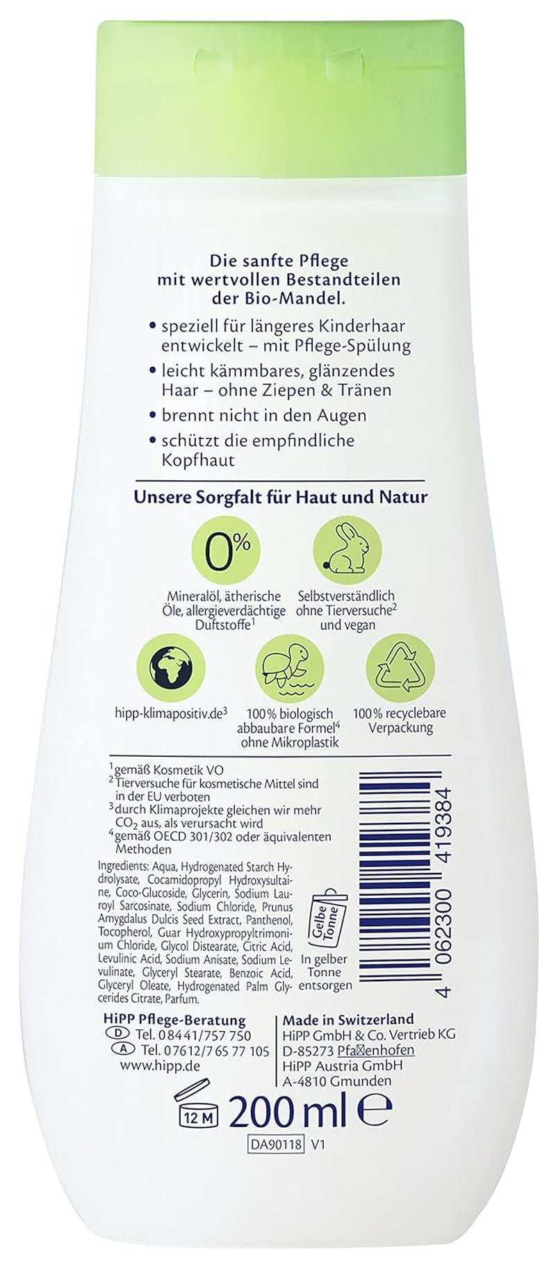 HiPP Baby Shampoo + delikat balsam, pakke med 6 (6 x 200 ml) Børn - Bad og hudpleje Naty Shop