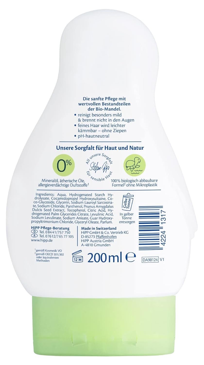 HiPP Babysanft 2in1 Shampoo + Brusebad, pakke med 6 (6 x 200 ml) Børn - Bad og hudpleje Naty Shop