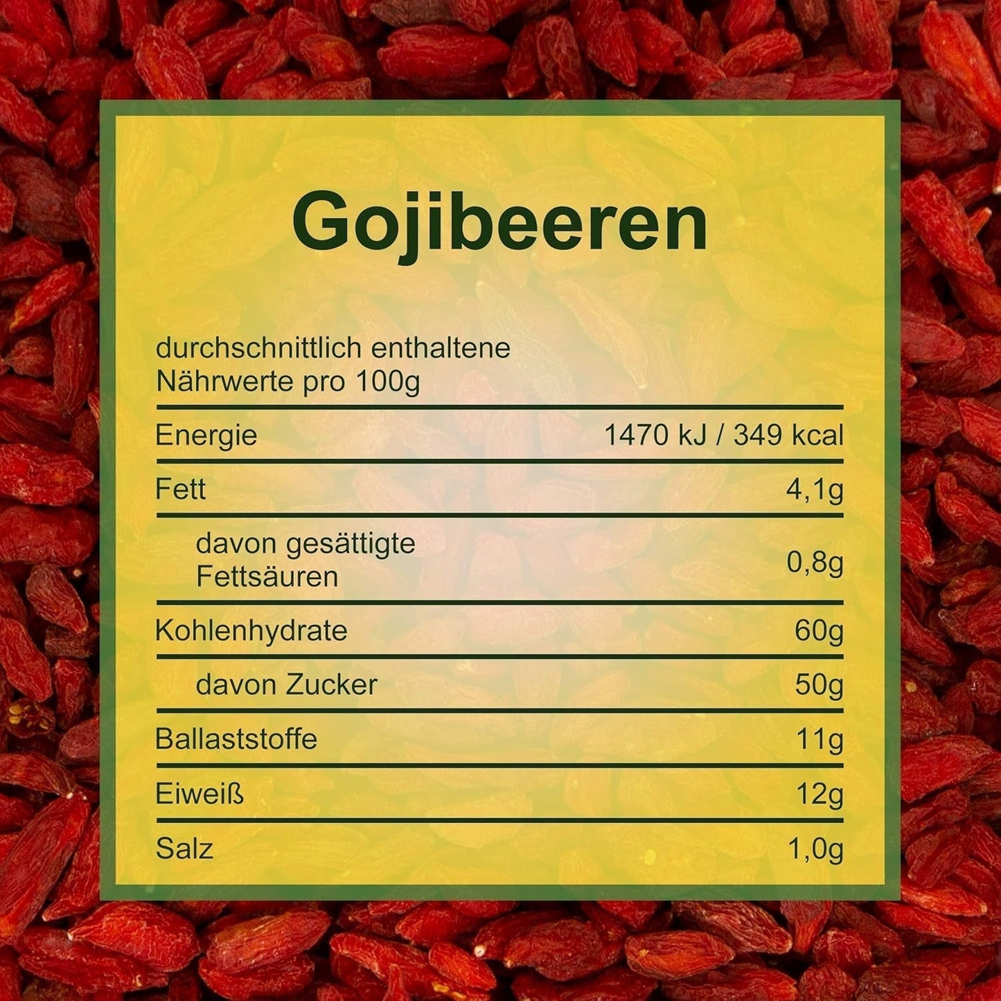 Howa Premium Goji Berries 1 KG tør - ubehandlet, naturlig - superfood fra Asien - ideel til madlavning, bagning eller som en sund snack - Goji bær 1000 g Dehydrerede produkter Naty Shop