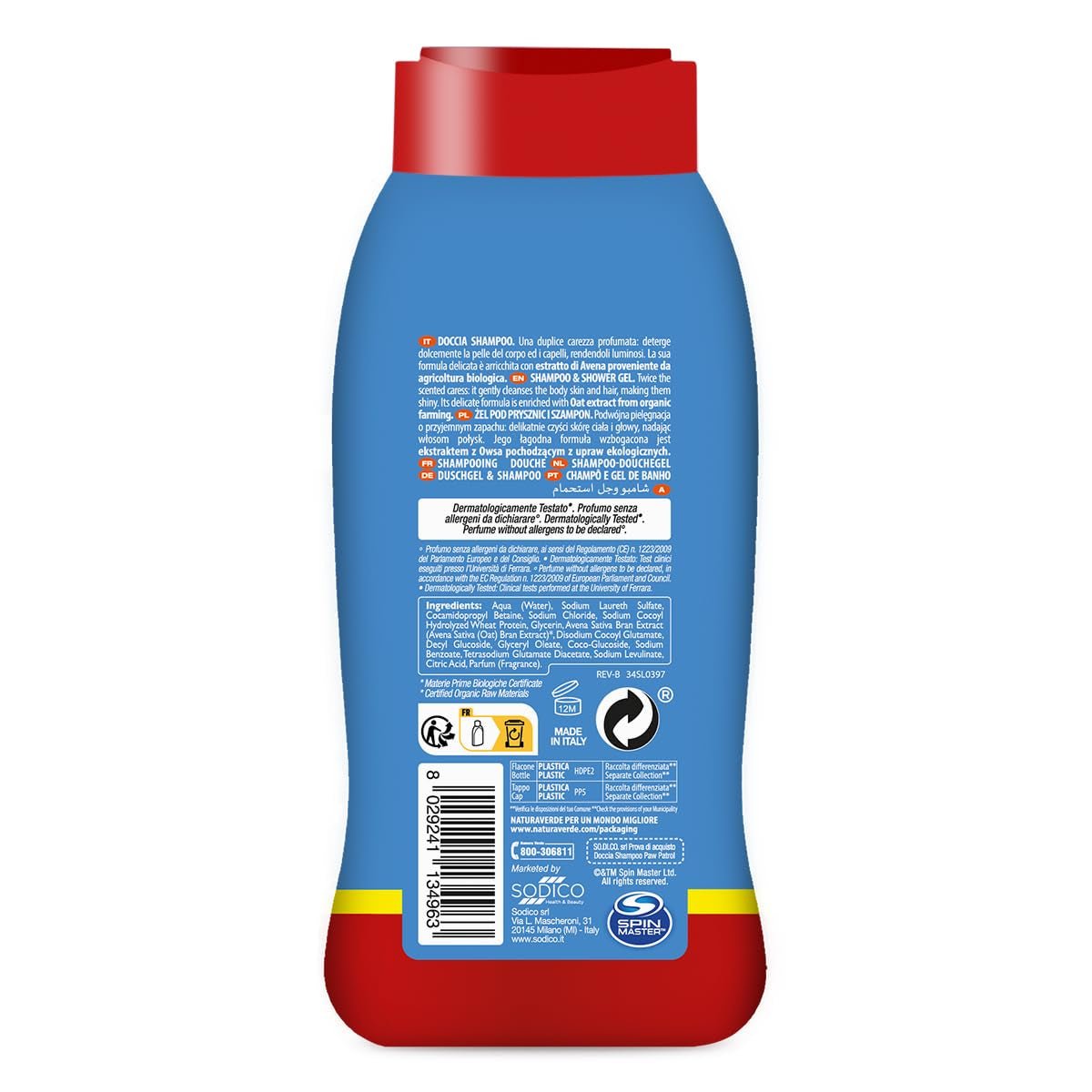 | Kids - Paw Patrol - Børnebruseshampoo, brusesæbe til krop og hår, hygiejneprodukter til børn, med økologisk havreekstrakt, 250 ml Børn - Bad og hudpleje Naty Shop