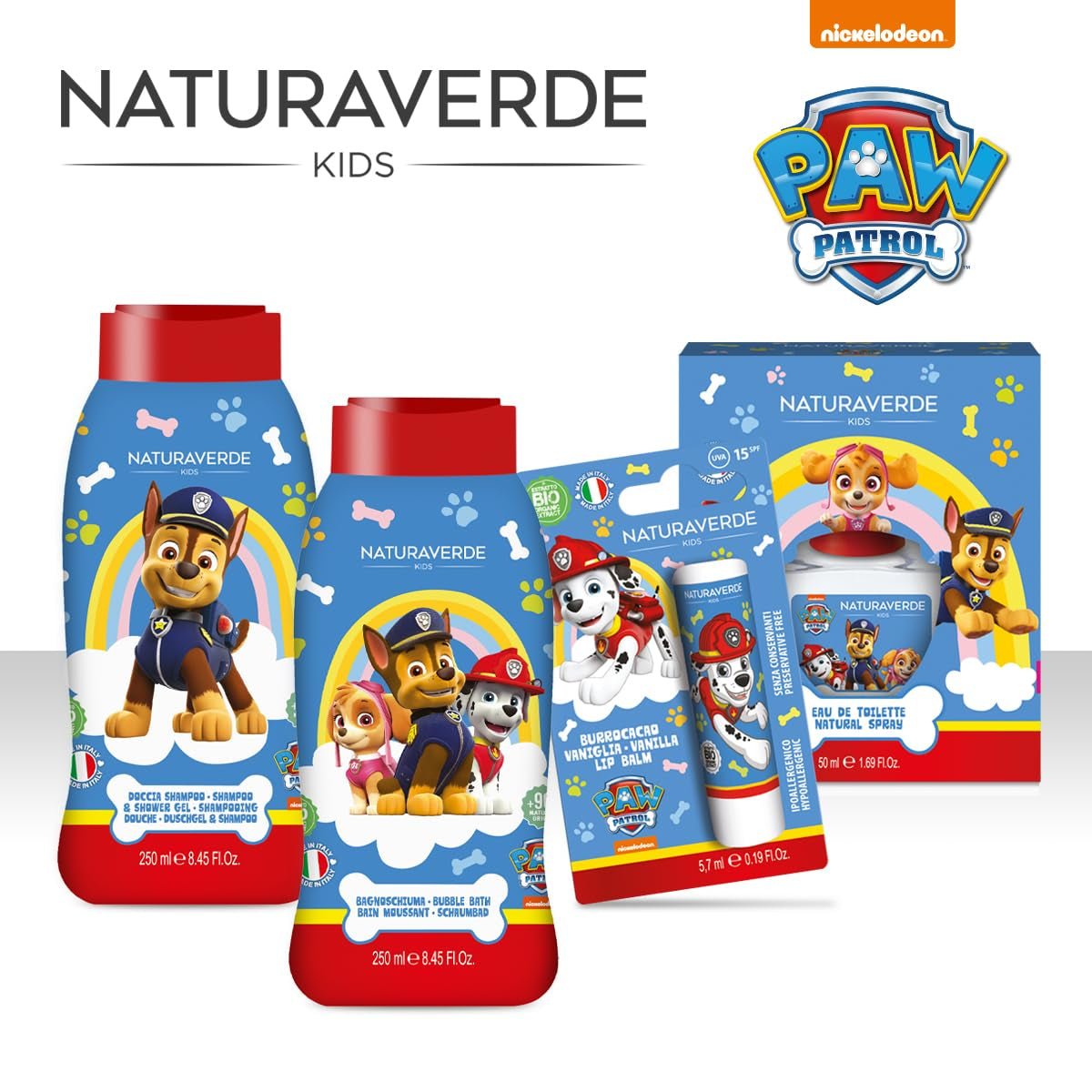 | Kids - Paw Patrol - Børnebruseshampoo, brusesæbe til krop og hår, hygiejneprodukter til børn, med økologisk havreekstrakt, 250 ml Børn - Bad og hudpleje Naty Shop
