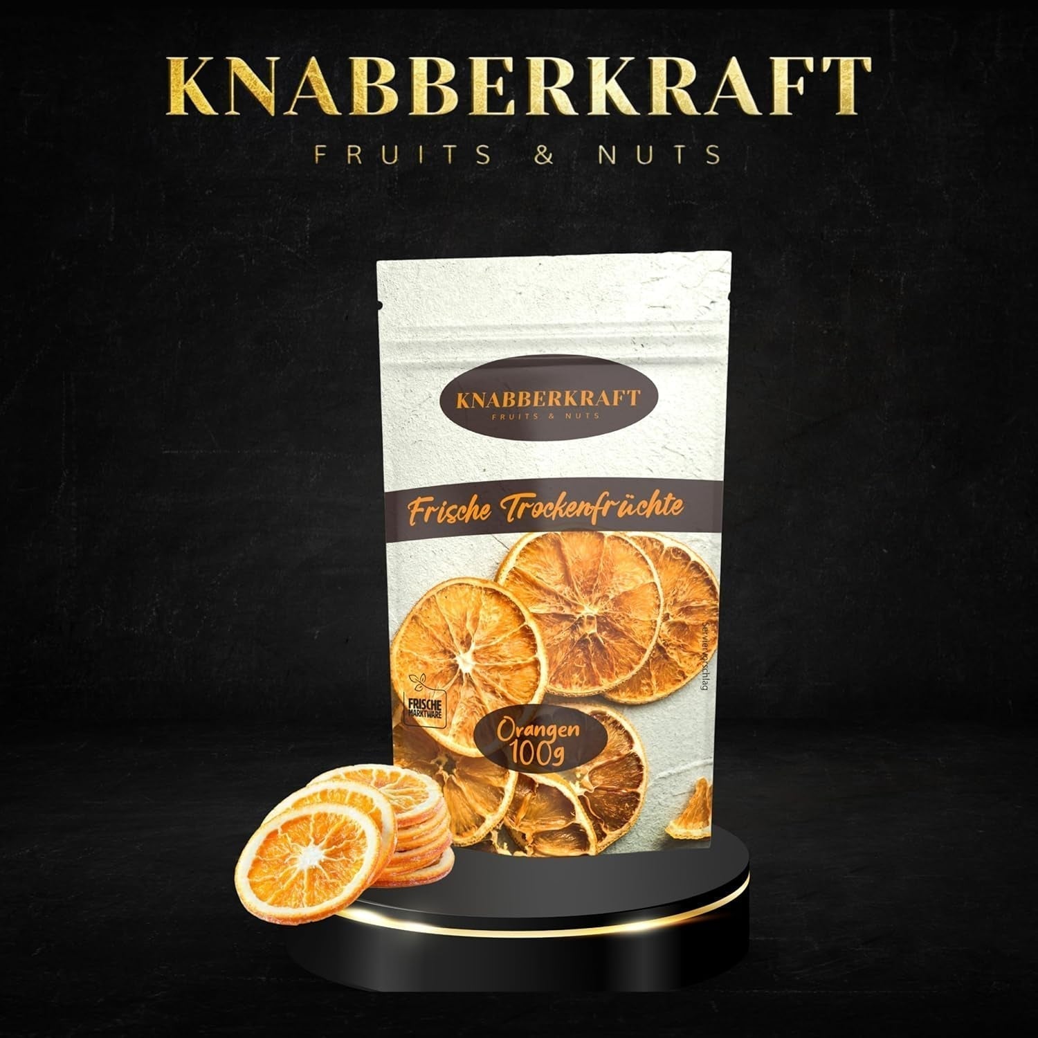 Knabberkraft Tørrede appelsinskiver 100g - Snack og naturlig smag | Perfekt til te, desserter, dekorationer og mere | Rig på vitamin C og uden tilsætningsstoffer Naty Shop dehydrerede produkter