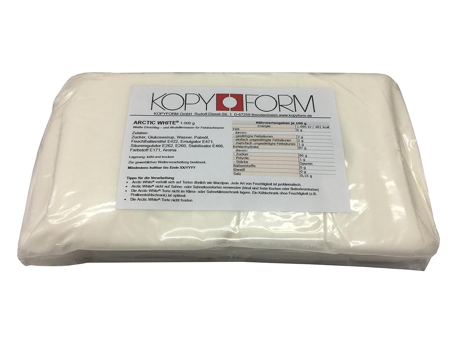 KOPYFORM Arctic White® fondantrulle 6 kg, hvid Sukkerpasta Naty Shop Standardtitel