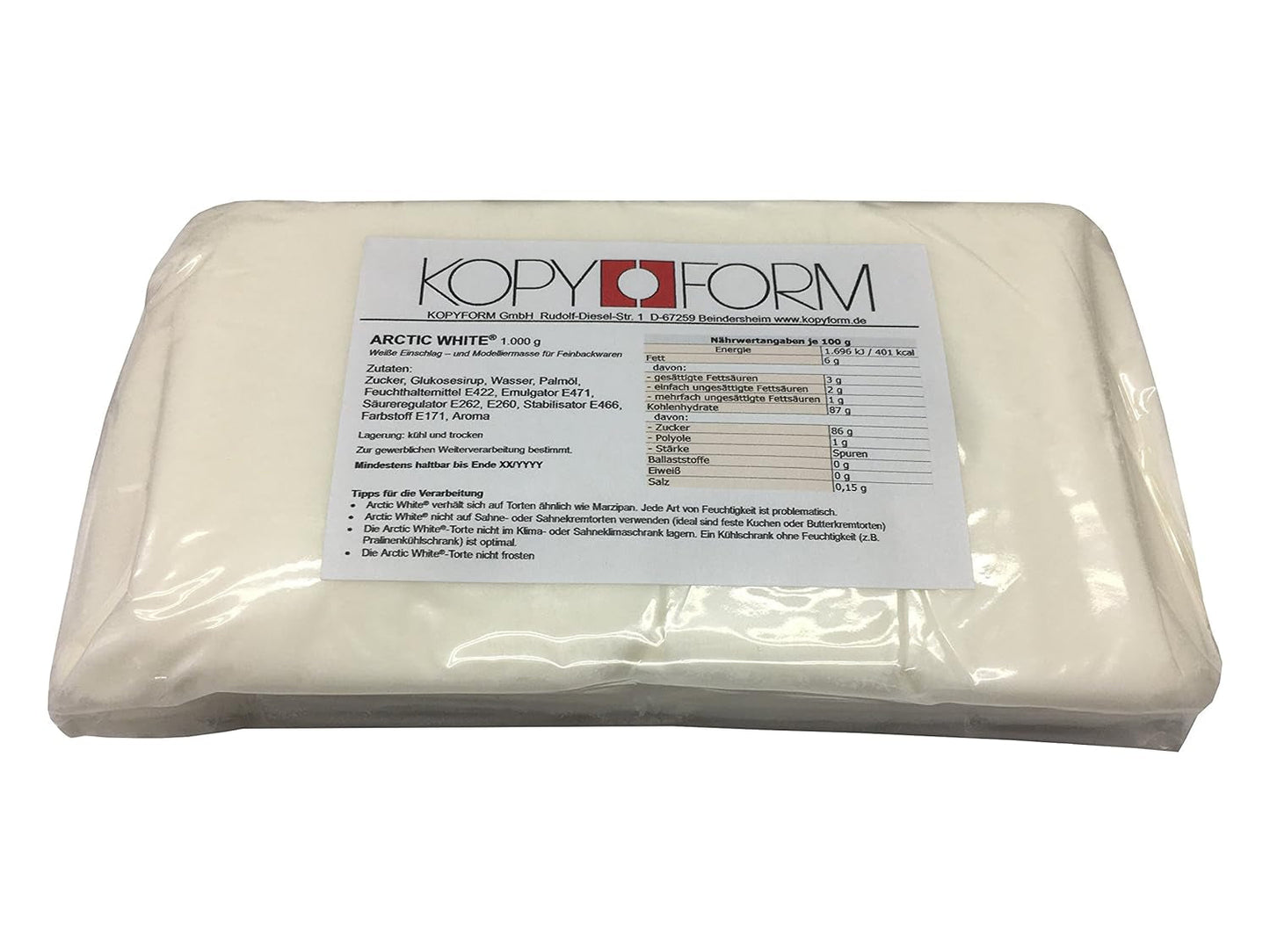 KOPYFORM rullefondant Arctic White® 5 kg, hvid Sukkerpasta Naty Shop Standardtitel