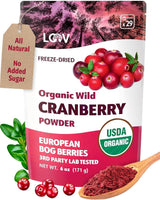 LOOV økologisk blåbærpulver lavet af 100% hele vilde frysetørrede blåbær høstet i nordeuropæiske skove 113 g uden tilsat sukker Naty Shop Dehydrerede produkter 171 g tranebærpulver