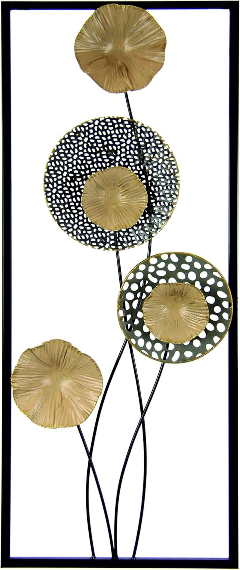 Lotusblade vægmaleri vægdekoration vægdekoration blomster 3D kunst skulptur vægskulpturer terrassedekoration vægdekoration abstrakt relief vægobjekt designer gave, guld, 61x25x4, 5 cm Statuetter og skulpturer Naty Shop Standard titel