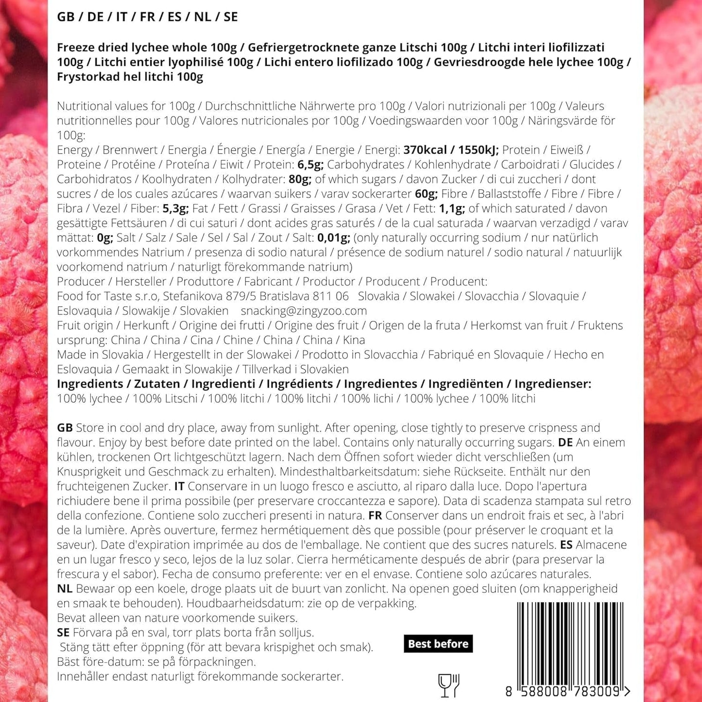 Frysetørret litchi | 100% Litchi tørret frysetørret frugt | naturligt tørret Vegansk glutenfri | Ikke litchi juice Litchi sirup | Frysetørret frugt tropisk litchi | ZingyZoo Dehydrerede produkter Naty Shop