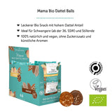 MABYEN Energikugler Dato Økologisk 20 stk. | Dadelkugler - Sukkerfri sunde snacks til graviditet og amning - Proteinbarer med tørret frugt - 13 x kakao og 7 x mangosmag Dehydrerede produkter Naty Shop