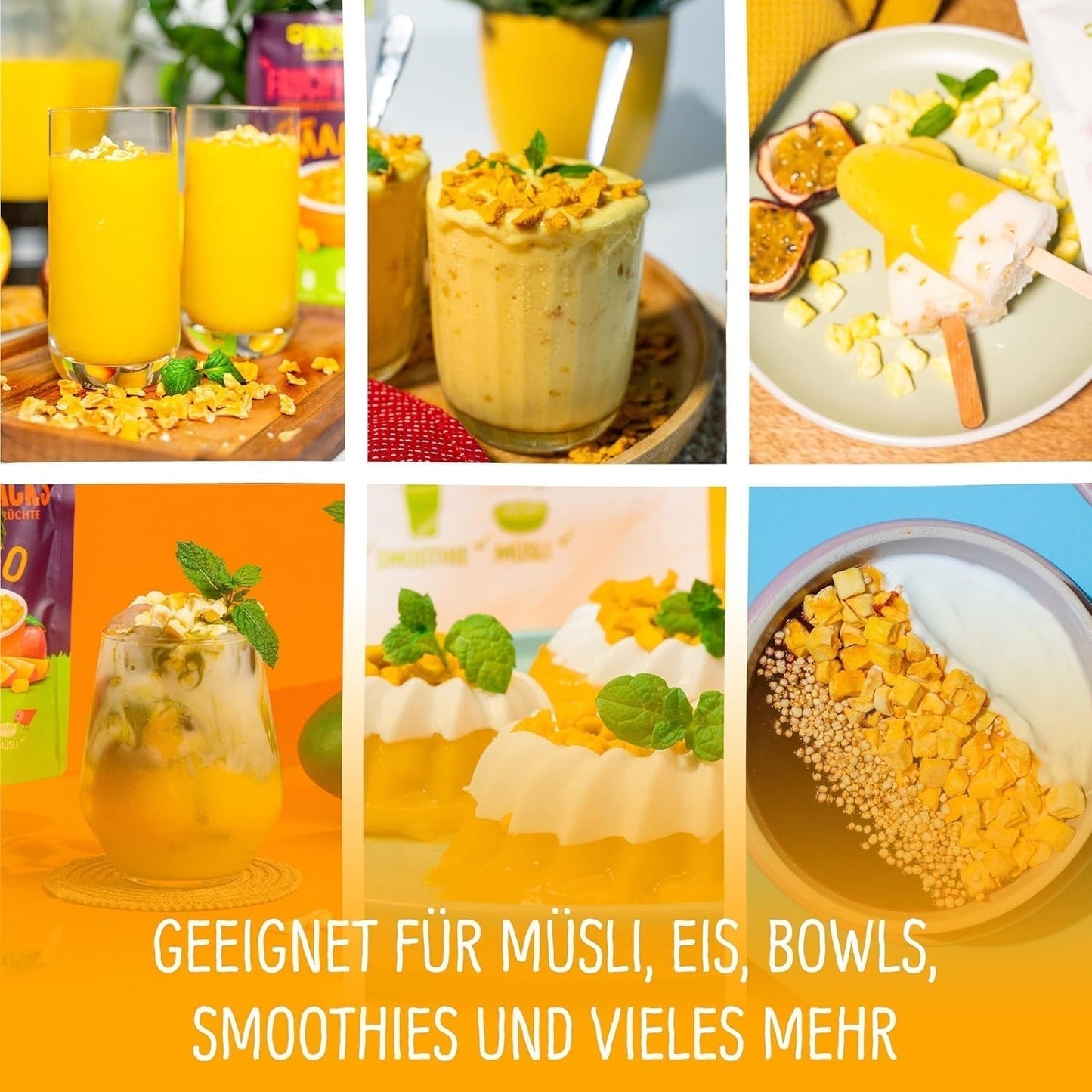 Frysetørret mango: 100g frysetørret frugt fra møre stykker mango uden tilsat sukker - tørret mango - tørret mango - tørret frugt - tørret frugt fra NutriPur Dehydrerede produkter Naty Shop
