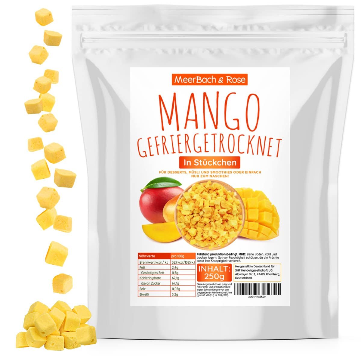 Frysetørret mango, 250 g frysetørret frugt, uden tilsætningsstoffer, frugtagtig, fremstillet i Tyskland Dehydrerede produkter Naty Shop Standard titel