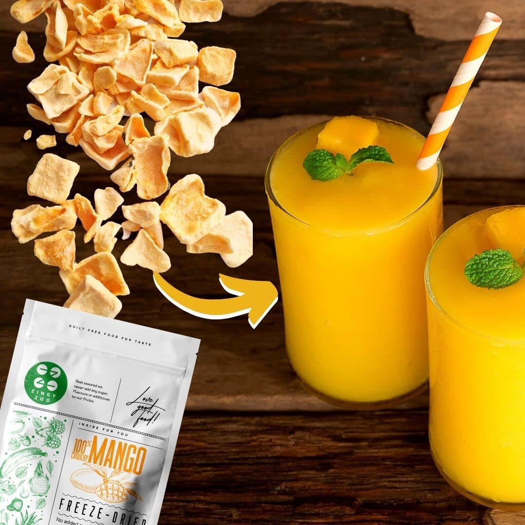 Frysetørret mango | Uden tilsat sukker Frysetørret Mango | Frysetørret mango Mango frugt Tørret mango | Tørret mango Tørret frugt uden tilsætningsstoffer | ZingyZoo tørret mango (100g) Naty Shop dehydrerede produkter