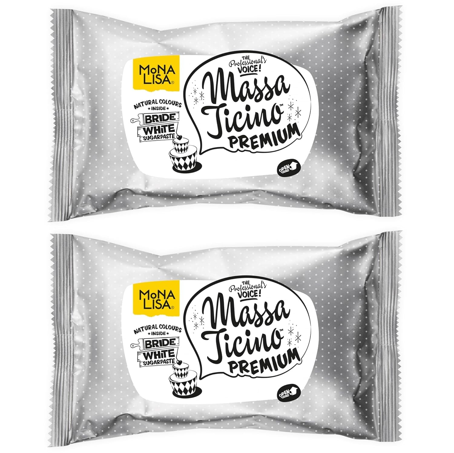Massa Ticino Fondant Hvid 2x 1 kg - Premium sukkerpasta til dekorative kager, rullet fondant - perfekt til kager, modellering og dekorationer - hvid fondant til professionelle og amatørbagere Sukkerpasta Naty Shop Standardtitel