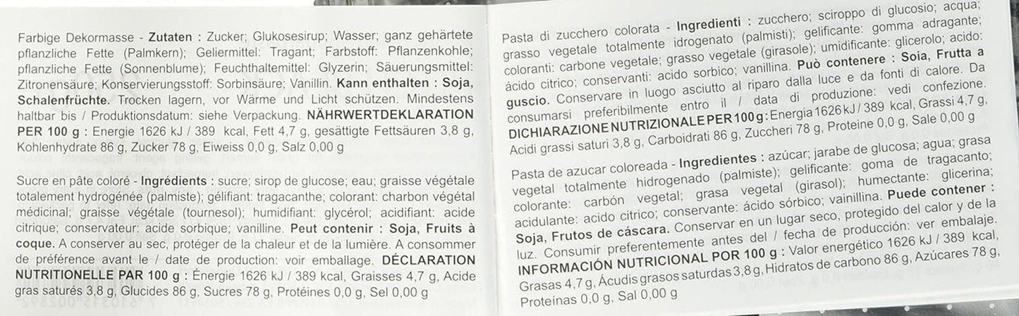 Massa Ticino rulle, sukkerpasta, sort 250 g Sukkerpasta Naty Shop