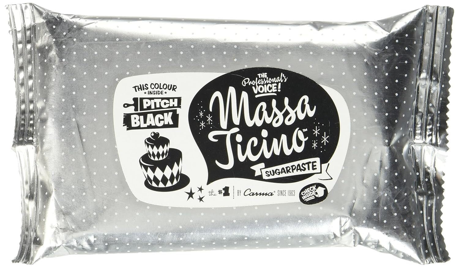 Massa Ticino rulle, sukkerpasta, sort 250 g Sukkerpasta Naty Shop Standardtitel