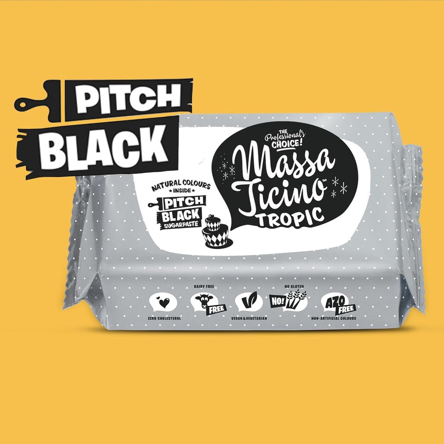 Massa Ticino Sæt 1x Hvid Fondant 250g og 1x Sort Fondant 250g - Premium sukkerpasta til kager, rullefondant - Perfekt til kager, modellering og dekorationer - Fondant til professionelle og amatørbagere Sukkerpasta Naty Shop