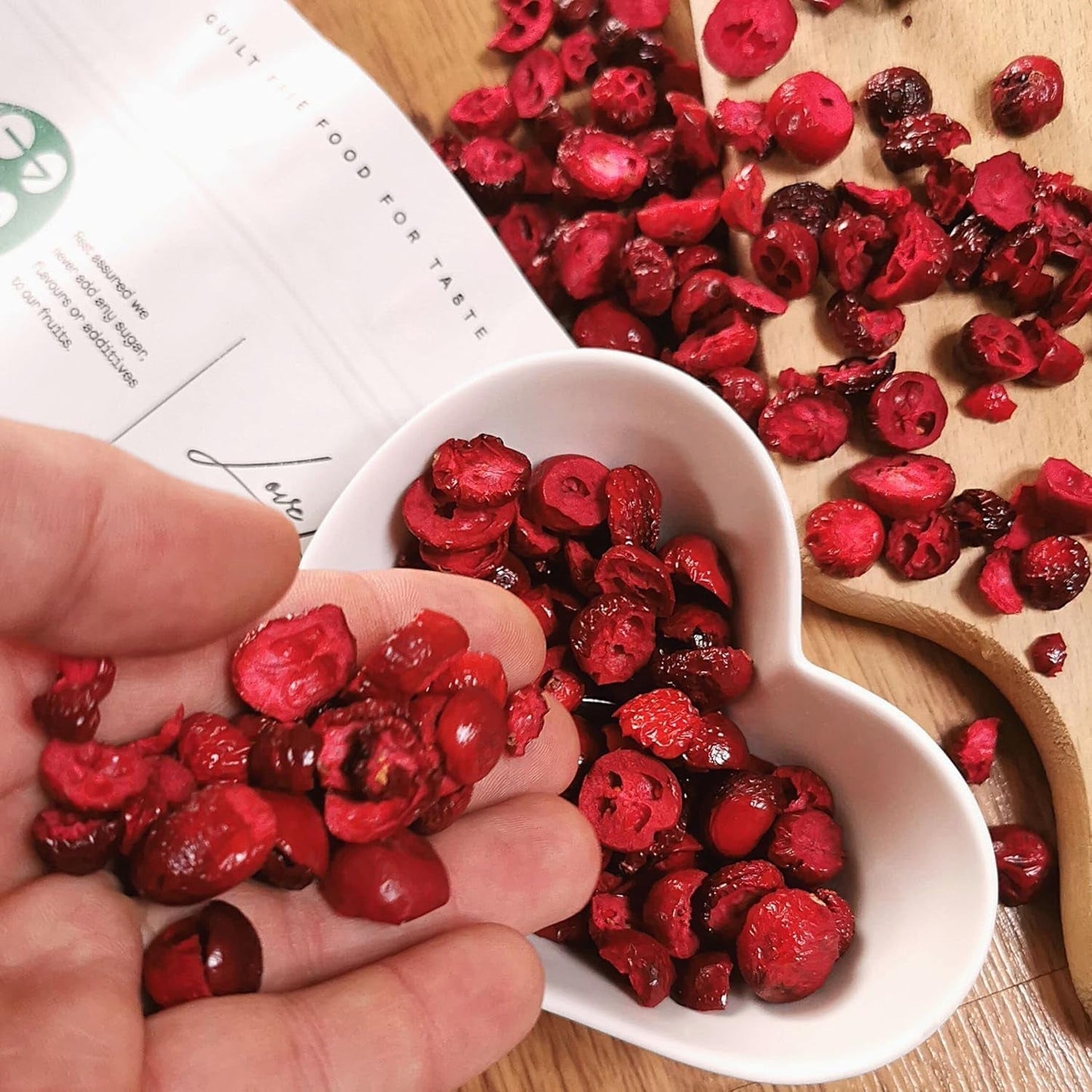 Frysetørrede tranebær uden sukker | XL 250g Frysetørrede naturlige usødede tranebær | Frysetørrede naturlige vilde frugter | Frysetørrede tranebær | ZingyZoo Dehydrerede produkter Naty Shop