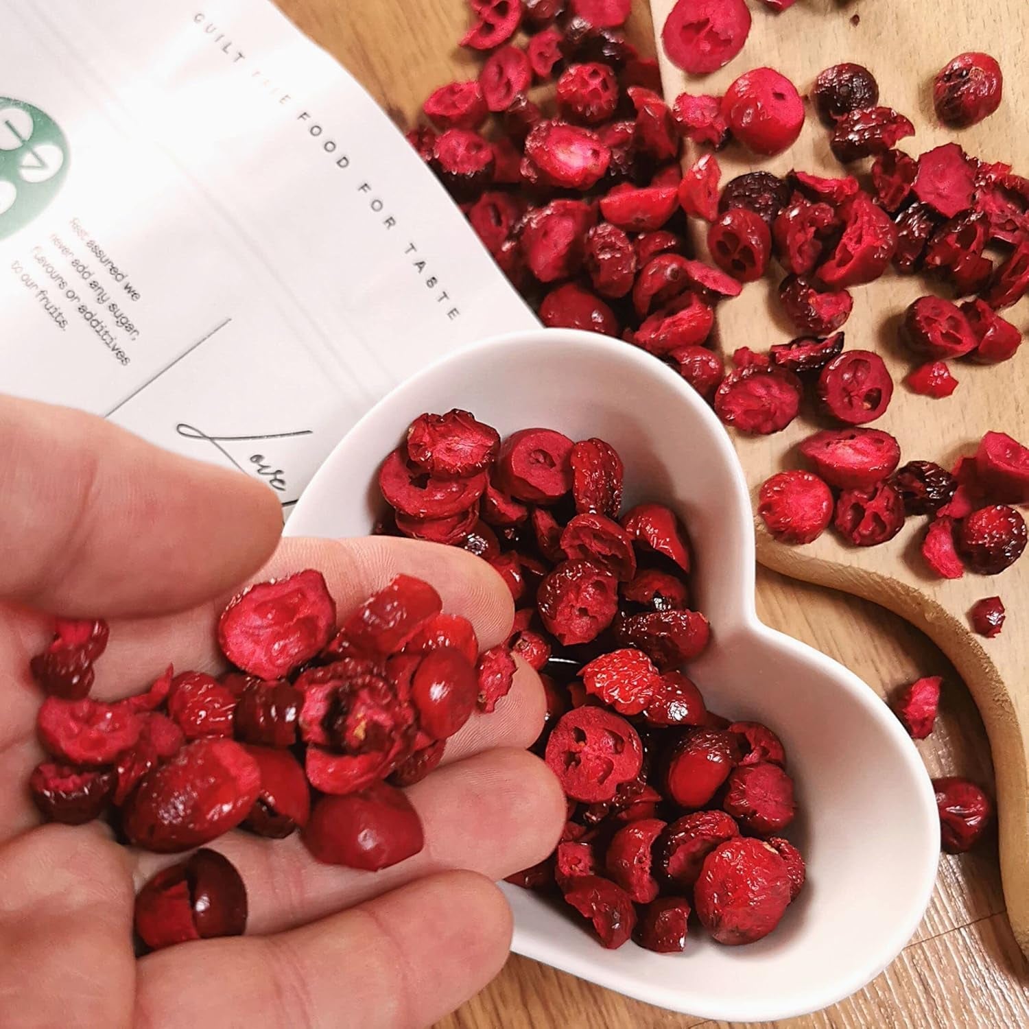 Frysetørrede tranebær uden sukker | XL 250g Frysetørrede naturlige usødede tranebær | Frysetørrede naturlige vilde frugter | Frysetørrede tranebær | ZingyZoo Dehydrerede produkter Naty Shop