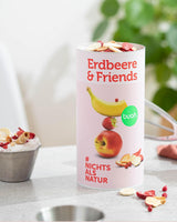Frysetørret frugtblanding BUAH® | Frysetørrede jordbær, bananer, æbler og ribs uden tilsat sukker | 100% frugt | Veganske, glutenfri, laktosefri (140g) Naty Shop dehydrerede produkter