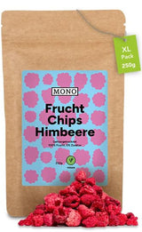 Mono frysetørrede chips - 300 g jordbærchips fra 100 % naturlige jordbær - tørret tropisk frugt - tørret jordbærfrugt - snack til müsli og desserter - jordbærchips Dehydrerede produkter Naty Shop Hindbær