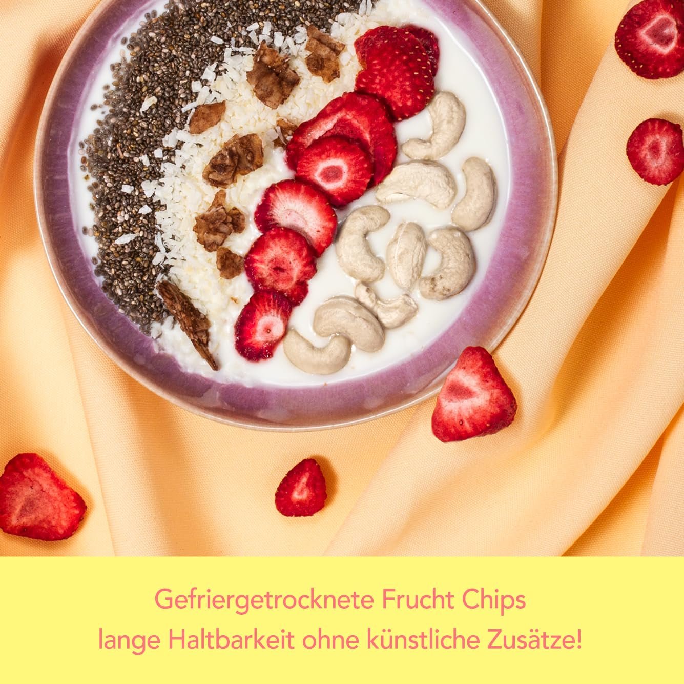 Mono frysetørrede chips - 300 g jordbærchips fra 100 % naturlige jordbær - tørret tropisk frugt - tørret jordbærfrugt - snack til müsli og desserter - jordbærchips Dehydrerede produkter Naty Shop