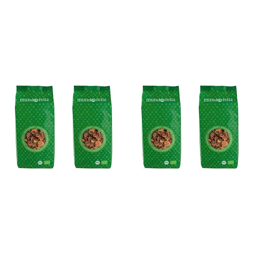 Mundo Feliz økologiske tørrede abrikoser med sten 2 x 500 g dehydrerede produkter My Store 500 g (pakke med 4)