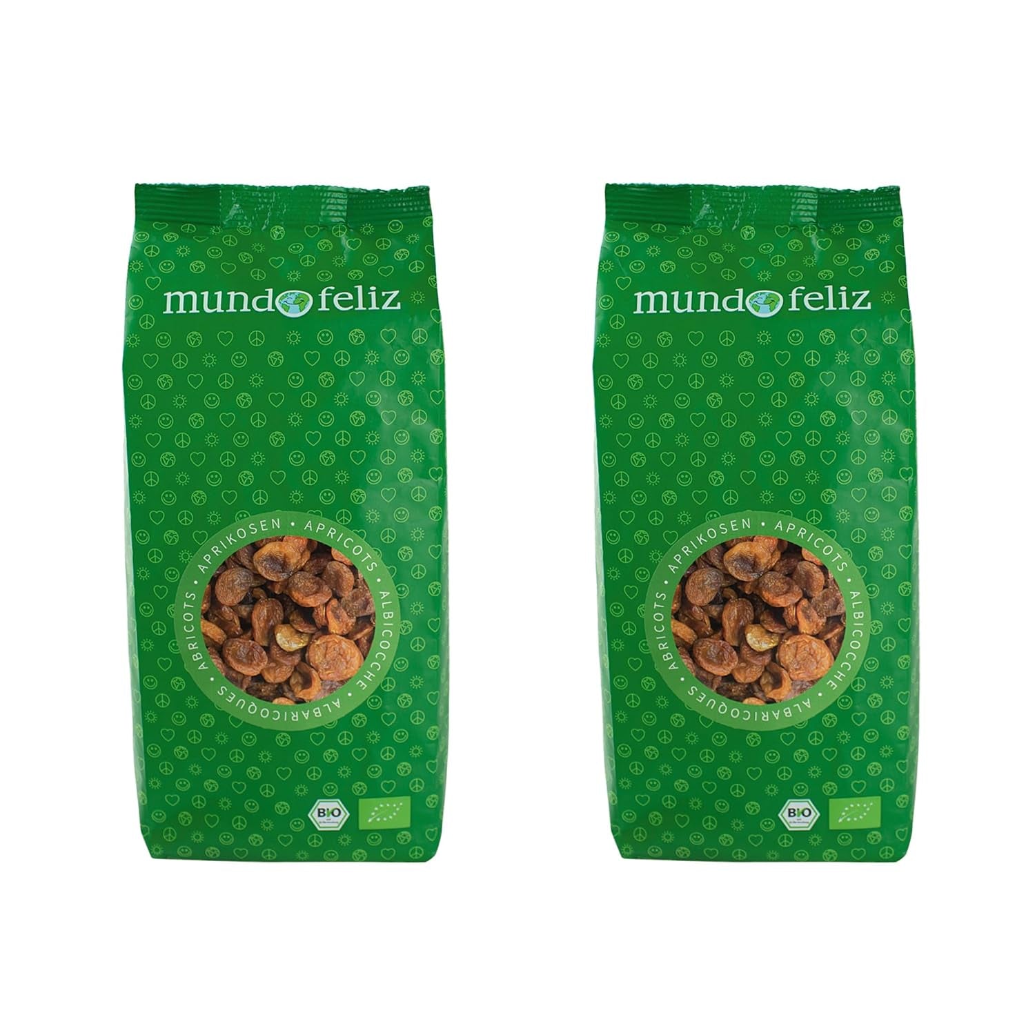 Mundo Feliz økologiske tørrede abrikoser med sten 2 x 500 g dehydrerede produkter My Store 500 g (pakke med 2)