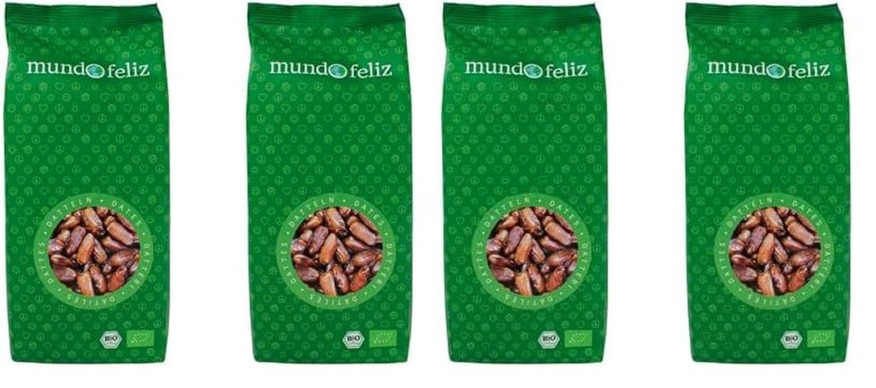 Mundo Feliz Økologiske tørrede dadler med sten 2 x 500 g Naty Shop dehydrerede produkter 500 g (pakke med 4) Data
