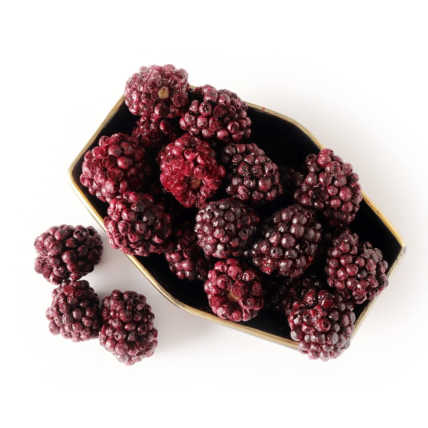 Frysetørrede hele brombær 100g - Frysetørrede frugter - Frysetørrede tørrede frugter - Frysetørrede hele brombær til bagning, dekoration af kager, snacks, müsli, desserter Dehydrerede produkter Naty Shop