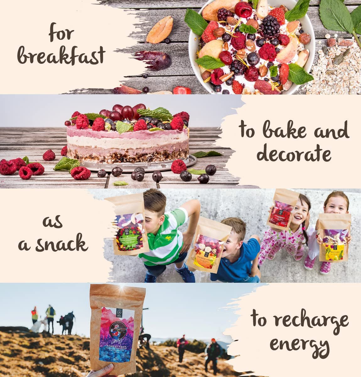 Vilde brombær BRIX | Naturlige vilde brombær, tørret 95 g | Great Taste Award for tørrede bær | Ikke-GMO, glutenfri, veganske, tilbageholdte vitaminer Naty Shop dehydrerede produkter