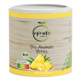 myfruits økologisk frysetørret ananas, 300g, tørret frugt uden tilsætningsstoffer, 100% ananas i store stykker, frysetørret frugt til müsli eller som snack Tørrede produkter Naty Shop 85 Gram