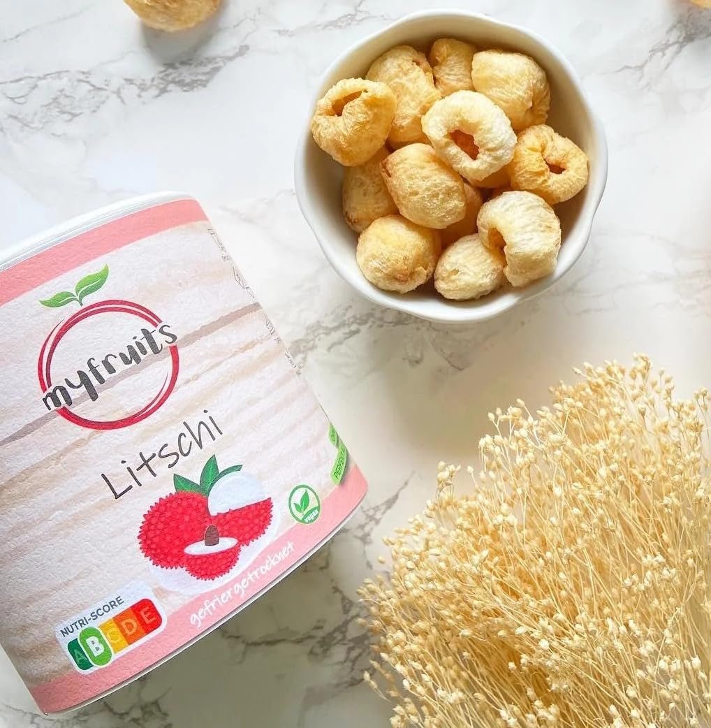myfruits litchi, frysetørret, 80g, uden tilsætningsstoffer, 100% frugt, frysetørret frugt og tørret frugt Dehydrerede produkter Naty Shop