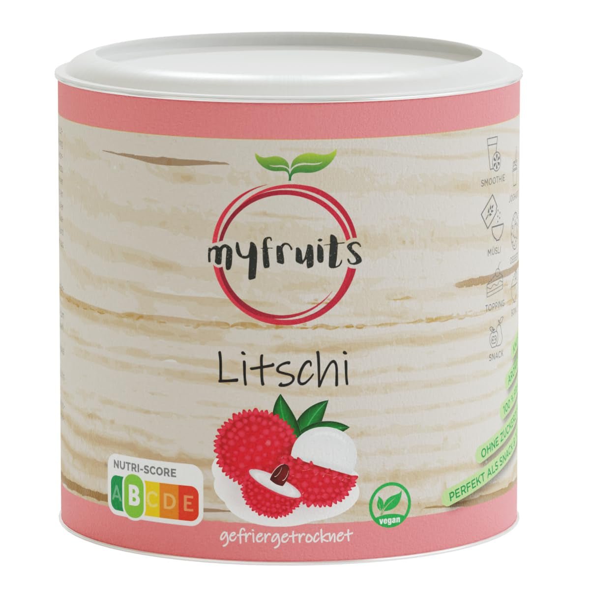 myfruits litchi, frysetørret, 80 g, ingen tilsætningsstoffer, 100 % frugt, frysetørret frugt og tørret frugt Dehydrerede produkter Naty Shop Standard titel
