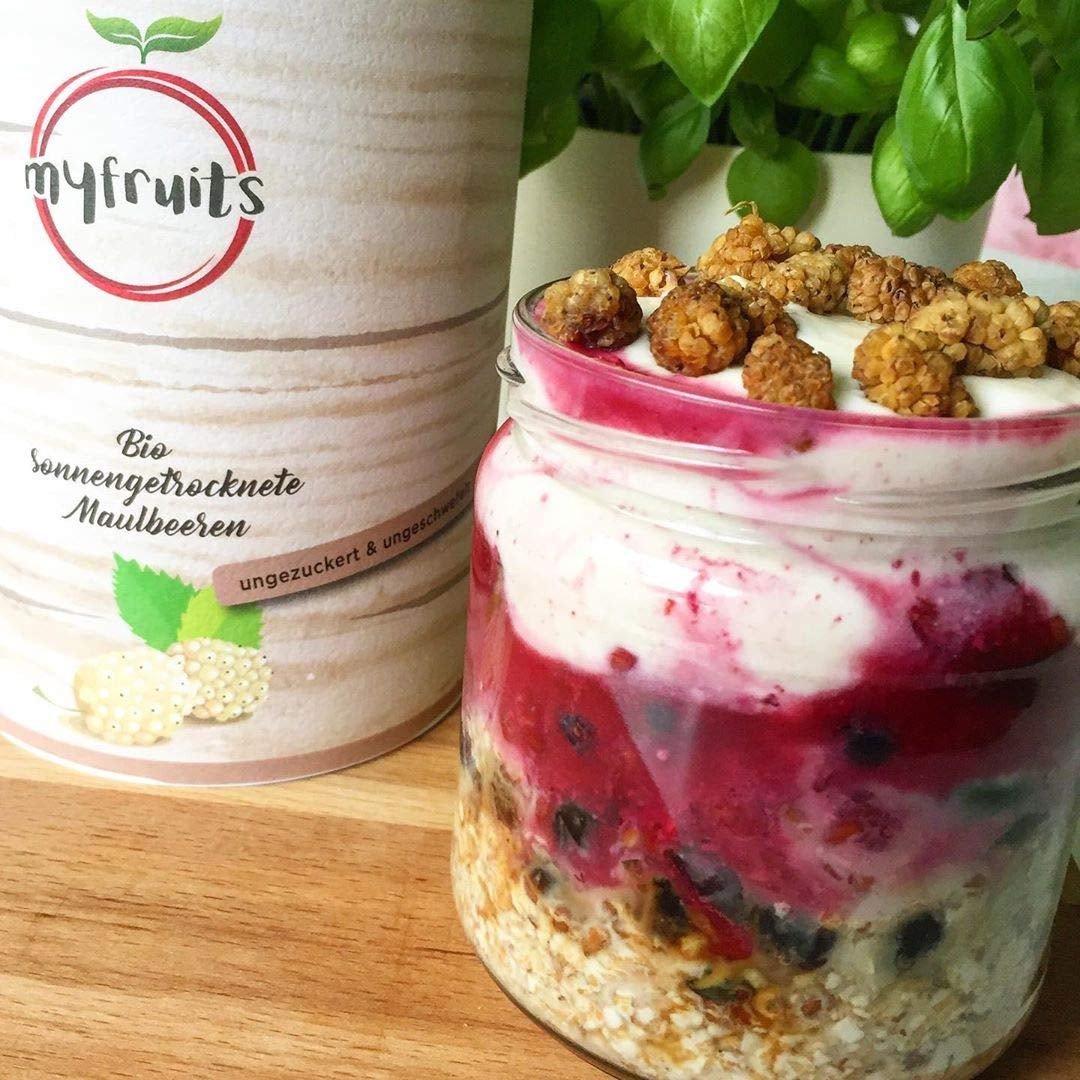 myfruits økologiske tørrede brombær, 750g, soltørret, ingen tilsætningsstoffer. Fra certificeret økologisk landbrug, tørrede hvide brombær Naty Shop dehydrerede produkter
