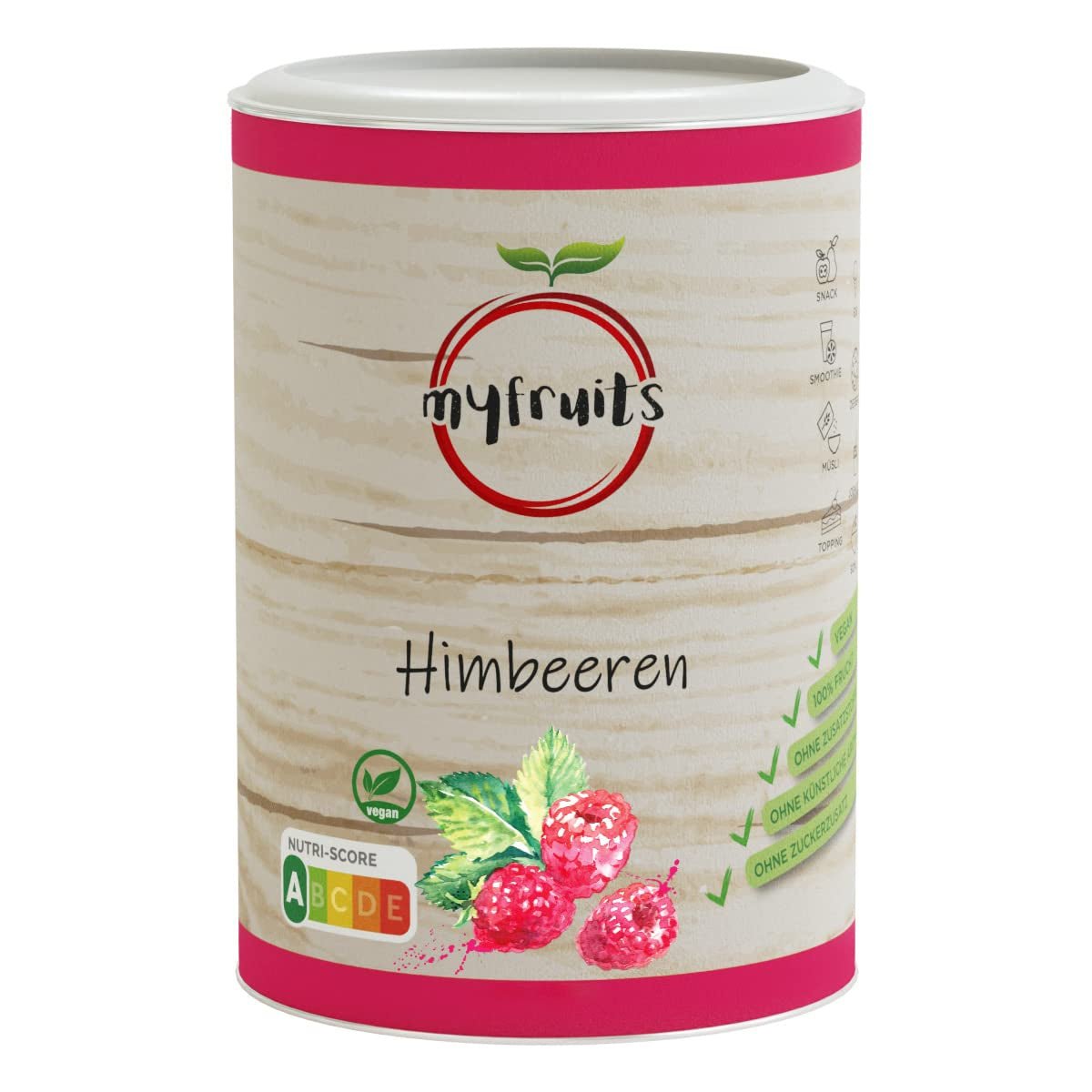 myfruits hindbær, frysetørrede, 300g, ingen tilsætningsstoffer, 100% tørrede hindbær, frysetørret frugt til mysli eller som snack... Tørrede produkter Naty Shop 70 G (1 pakke)