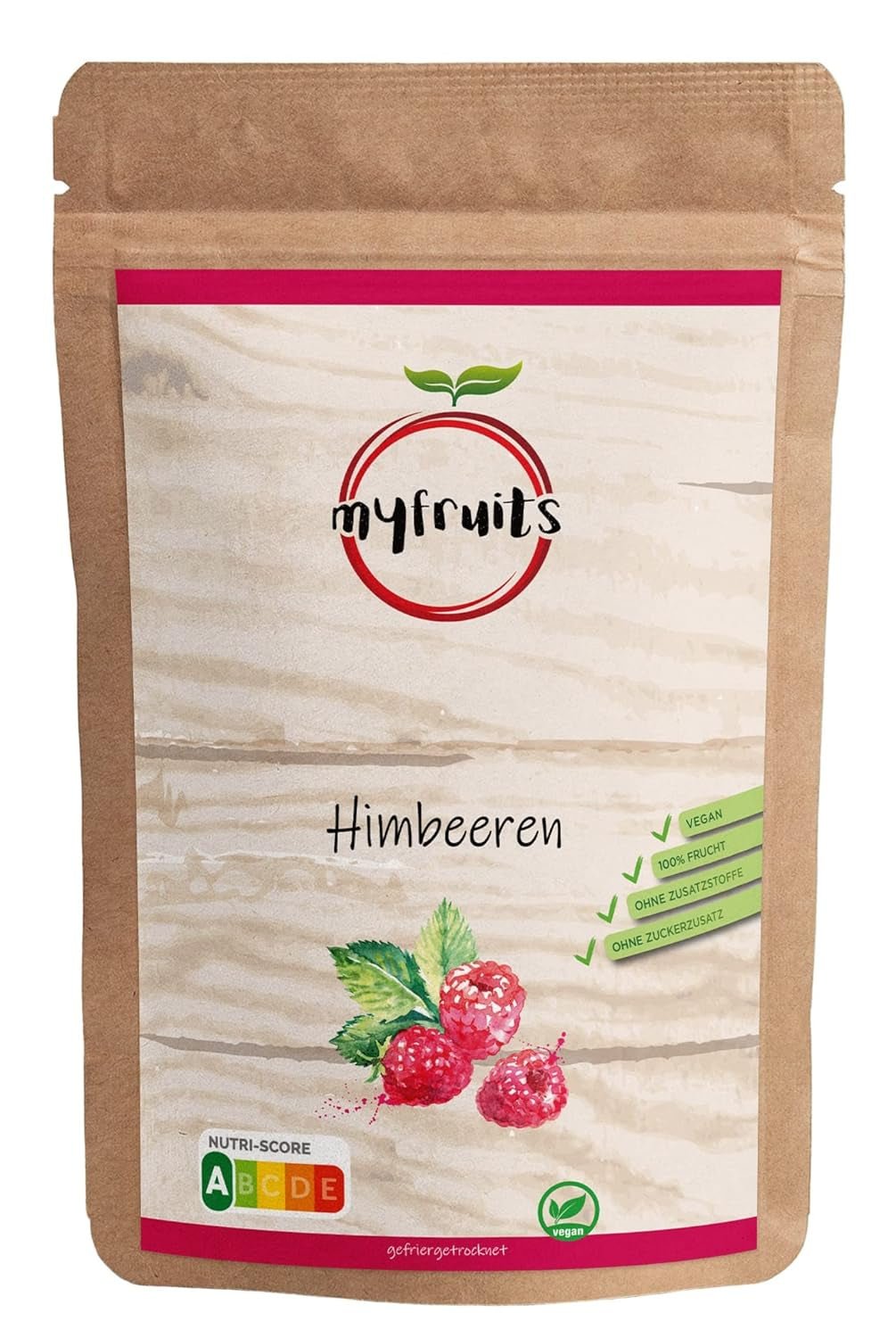 myfruits hindbær, frysetørret, 300g, uden tilsætningsstoffer, 100% tørrede hindbær, frysetørret frugt til mysli eller som snack... Tørrede produkter Naty Shop 300 G (1 pakke)