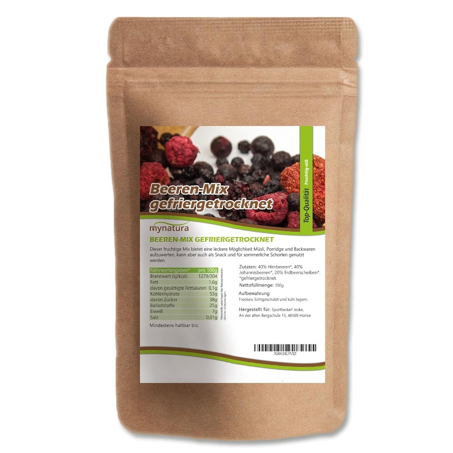 Mynatura Farverig blanding af frysetørrede bær I Frugtblanding I Hindbær I Solbær I Jordbær I Frugtsnacks I Vegansk I 350g Tørrede produkter Naty Shop Standardtitel