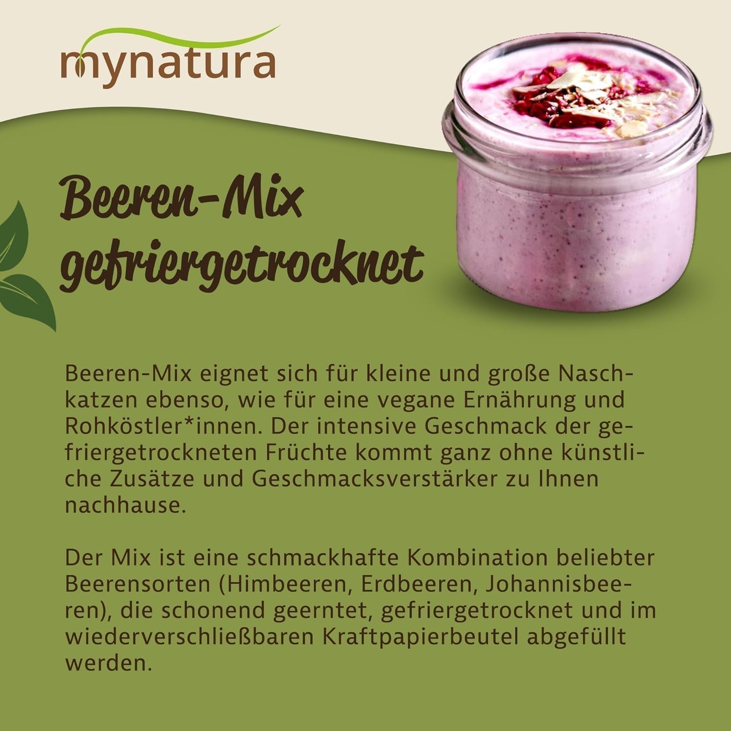 Mynatura Farverig blanding af frysetørrede bær I Frugtblanding I Hindbær I Solbær I Jordbær I Frugtsnacks I Vegansk I 350g Dehydrerede produkter Naty Shop