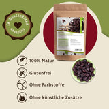 Mynatura søde, tørrede, frøfri kirsebær I Usødet I Tørret frugt I Ingen tilsætningsstoffer I Bagning I Kirsebær I Snack I Müsli I Vegansk I Taske (1x 1000g) Dehydrerede produkter Naty Shop