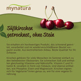 Mynatura søde, tørrede, frøfri kirsebær I Usødet I Tørret frugt I Ingen tilsætningsstoffer I Bagning I Kirsebær I Snack I Müsli I Vegansk I Taske (1x 1000g) Dehydrerede produkter Naty Shop