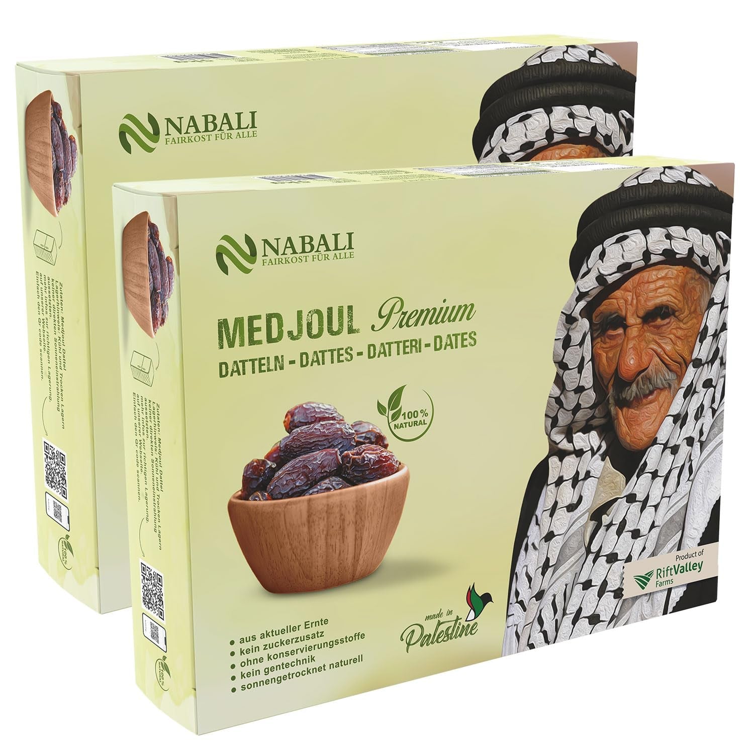 NABALI FAIRKOST FOR ALLE Dadler Medjool Medjoul fra Palæstina - 100% naturlig vegansk aromatisk traditionel frisk og orientalsk I uden konserveringsmidler 5 kg (1 pakke), Små/Mellem Dehydrerede produkter Naty Shop 5 kg (pakke med 2) Stor/Jumbo