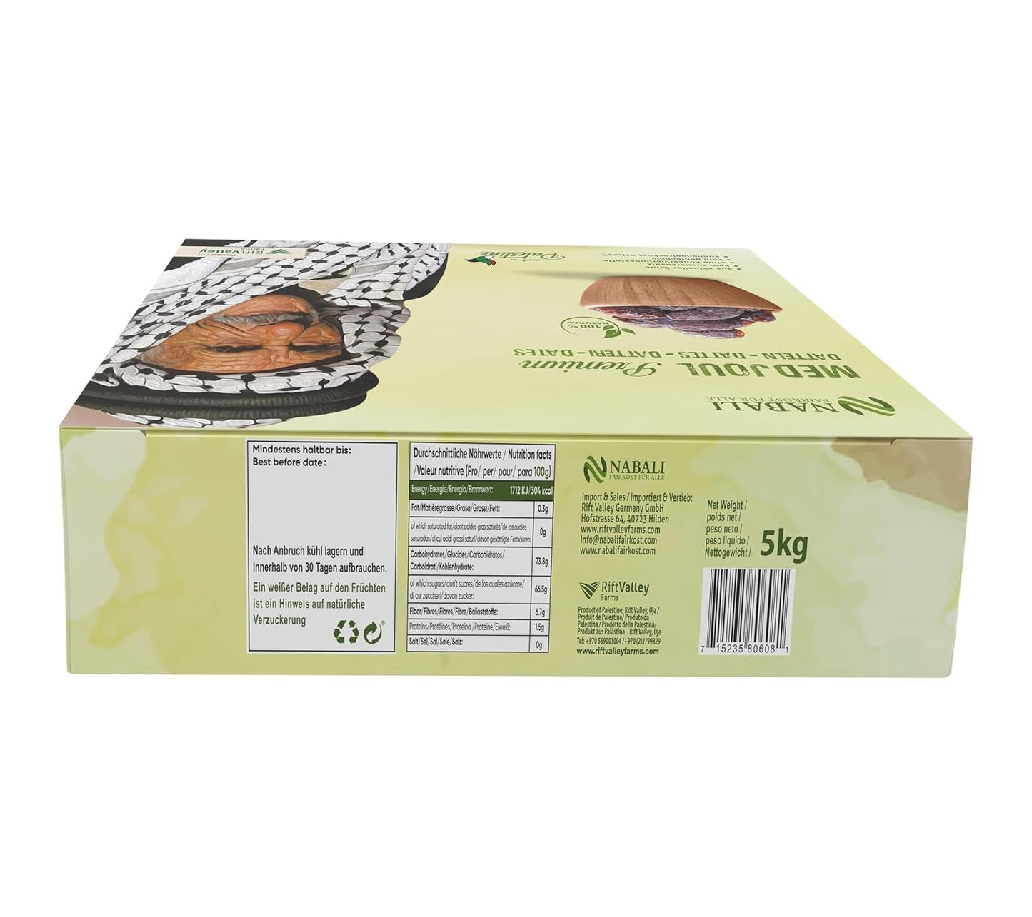 NABALI FAIRKOST FOR ALLE Dadler Medjool Medjoul fra Palæstina - 100% naturlig vegansk aromatisk traditionel frisk og orientalsk I uden konserveringsmidler 5 kg (1 pakke), Små/Mellem Dehydrerede produkter Naty Shop