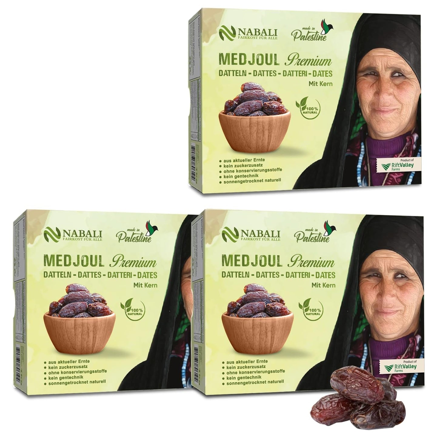 NABALI FAIRKOST FOR ALLE Dadler Medjool Medjoul fra Palæstina - 100% naturlig vegansk aromatisk traditionel frisk og orientalsk I uden konserveringsmidler 5 kg (1 pakke), Small/Medium Naty Shop dehydrerede produkter 1 kg (3 pakke) Large/Jumbo