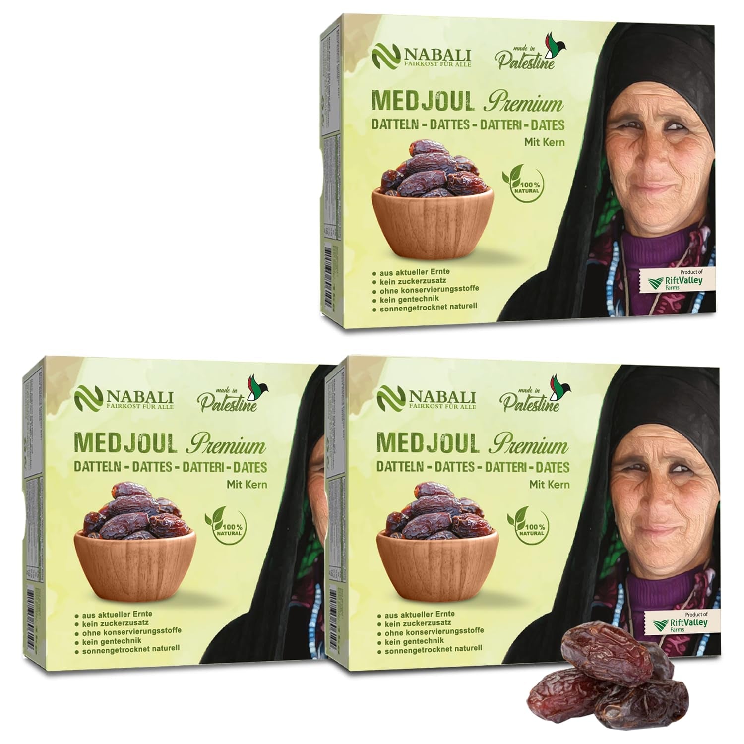 NABALI FAIRKOST FOR ALLE Dadler Medjool Medjoul fra Palæstina - 100% naturlig vegansk aromatisk traditionel frisk og orientalsk I uden konserveringsmidler 5 kg (1 pakke), Small/Medium Naty Shop dehydrerede produkter 1 kg (3 pakke) Large/Jumbo
