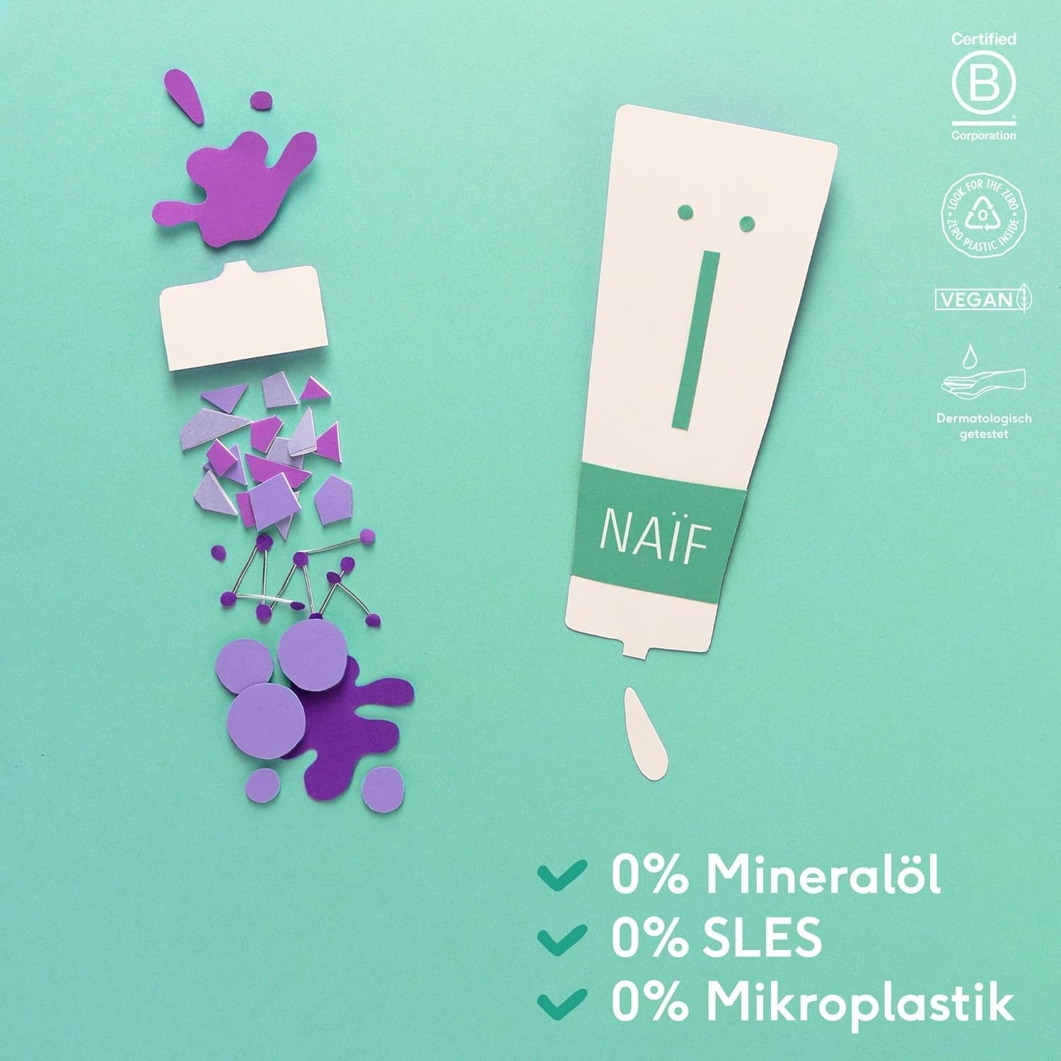 Naïf - Plejeshampoo - til babyer og børn - Babyshampoo med naturlige ingredienser - 100% vegansk - 0% SLES - Uden mikroplast, silikoner og parabener - 200 ml Børn - Bad og hudpleje Naty Shop