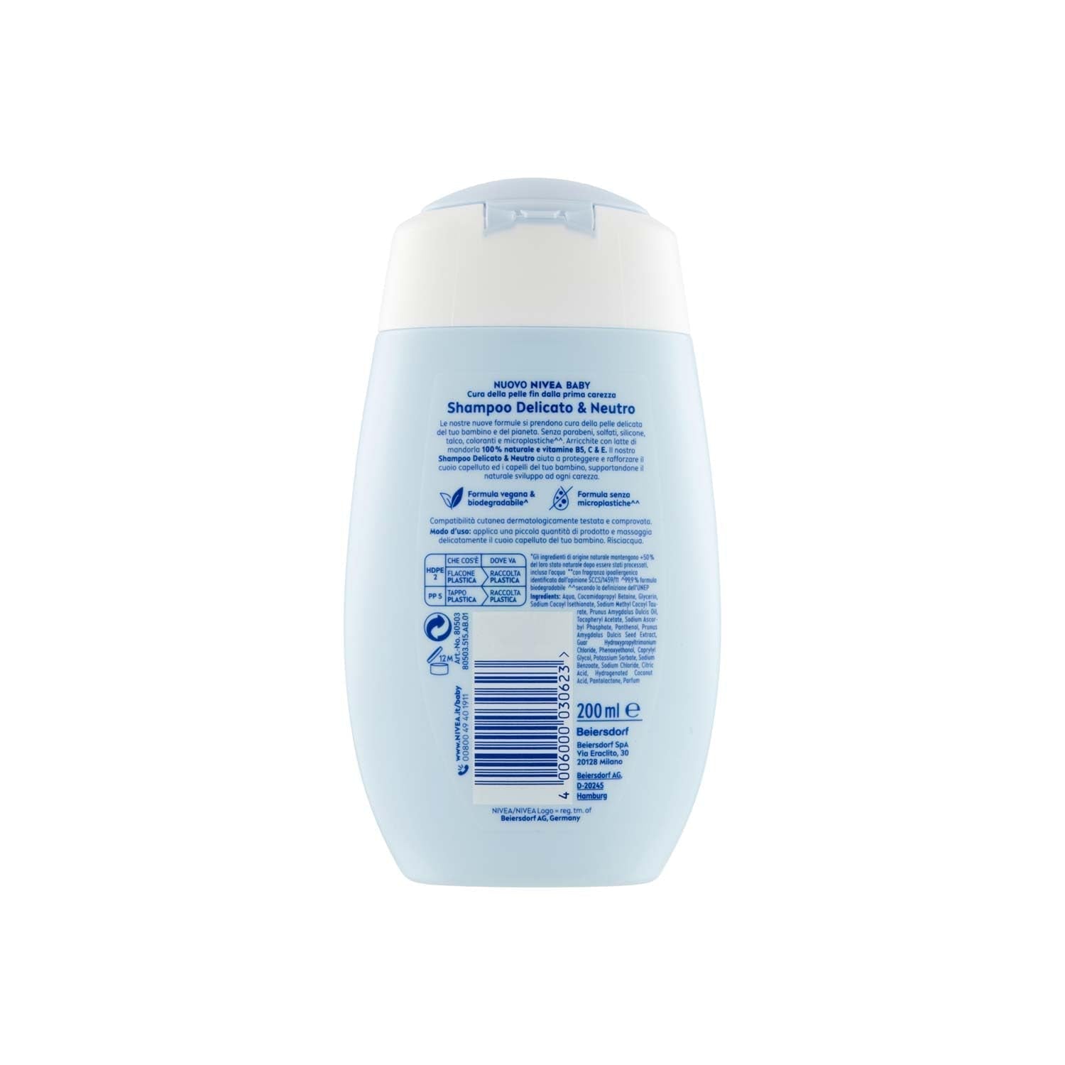 NIVEA BABY Gentle & Neutral Shampoo 200 ml - Med beskyttelse mod tårer, sulfatfri, til blødt og filtringsfrit hår Børn - Bad og hudpleje Naty Shop