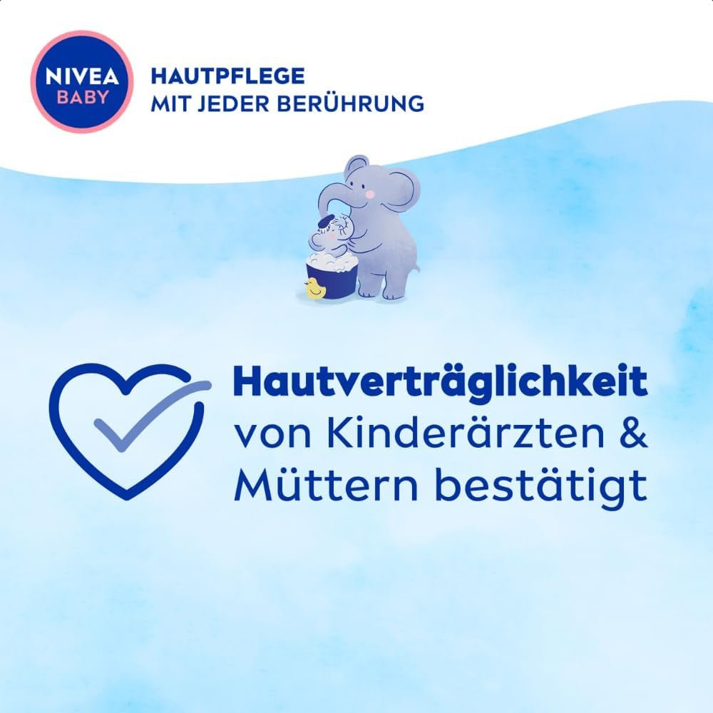 NIVEA BABY hoved til tå bad & shampoo, skånsom vegansk shampoo til børns hud og hår med mandelolie, afslappende shower gel med hypoallergen formel uden parabener og mikroplastik (200 ml) Børn - Bath and Skincare Naty Shop