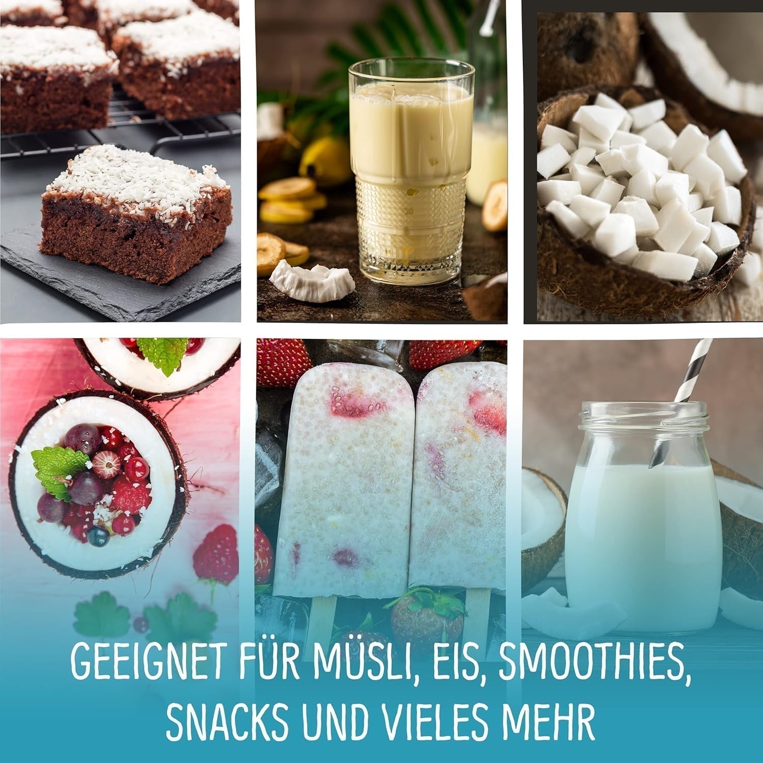 Frysetørret kokosnød: 50g frysetørret frugt - veganske slik sødede kokosnøddeterninger - naturligt tørret frugt fra NutriPur Dehydrerede produkter Naty Shop